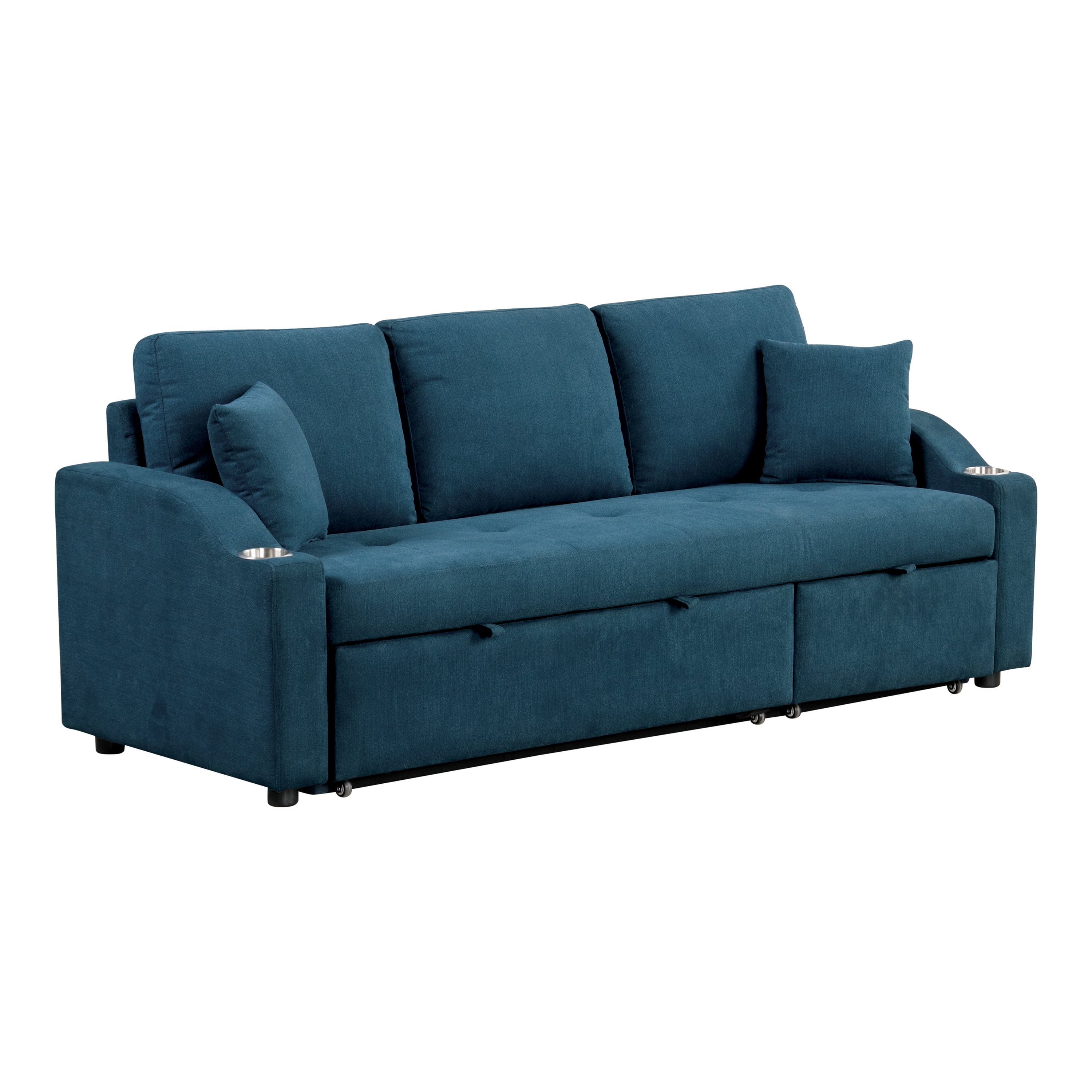 Furniture of America Eulalie Modern Upholstered Pull-out Sleeper Sofa, Blue