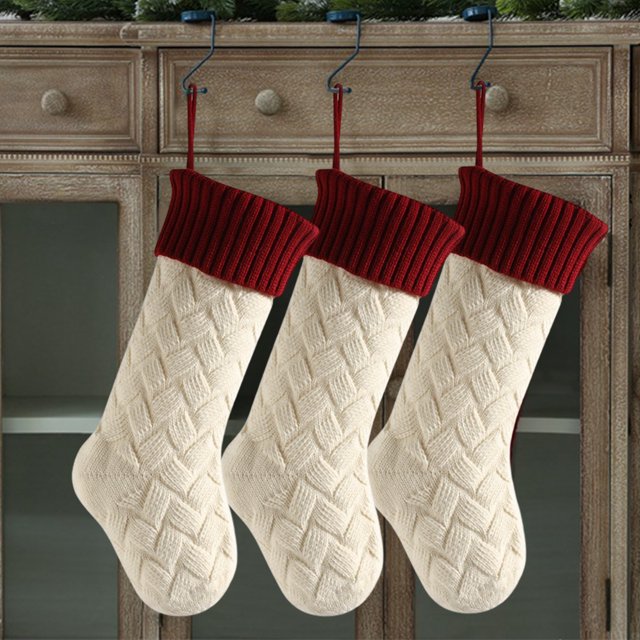 3pcs 18in Holiday Party Decor Xmas Party Favors Xmas Santa Stocking Xmas Hanging Socks Xmas Tree Decorations Socks Candy Bag Stocking Decorations Bag