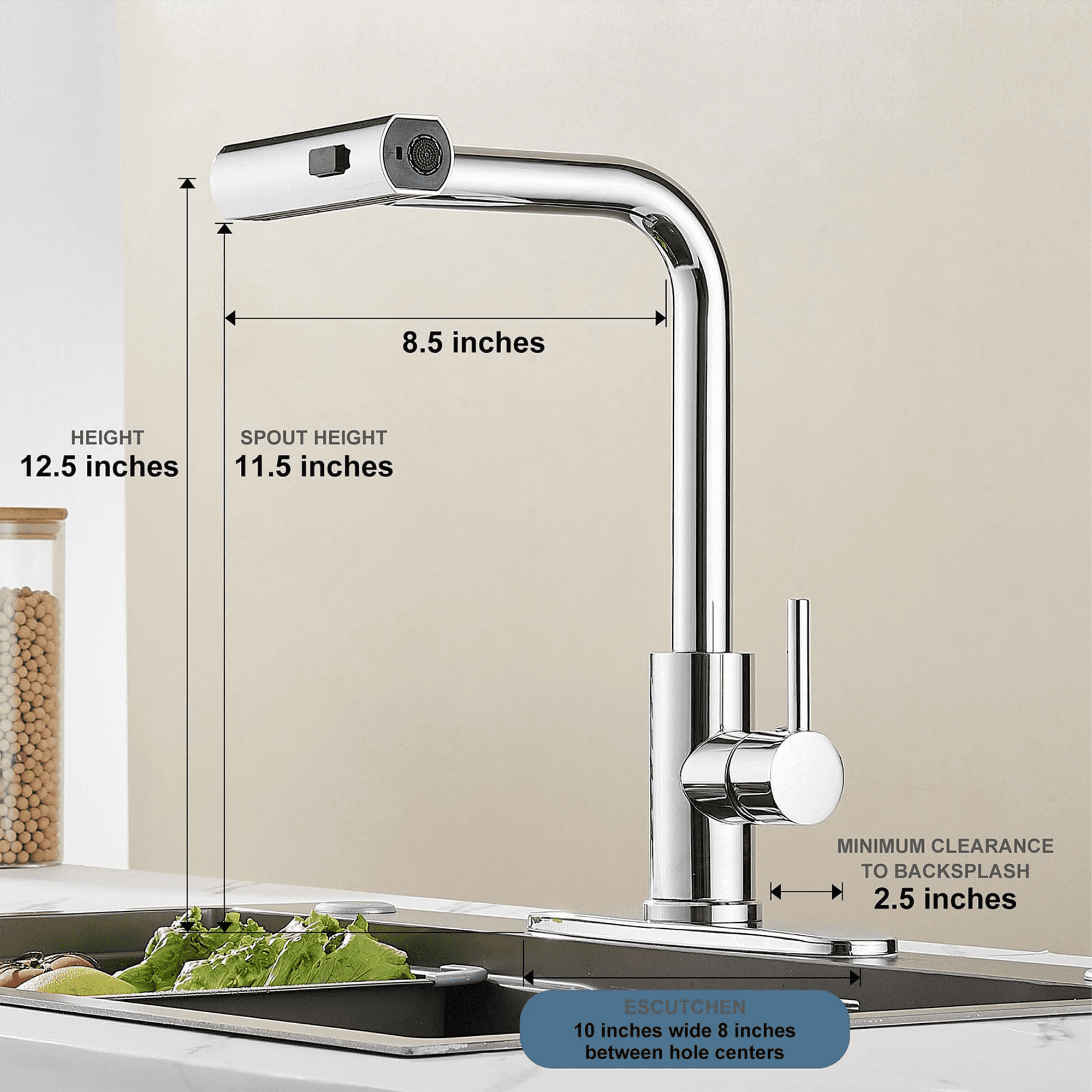 SERABETTO silver Kitchen Faucets with Pull Down Sprayer,Waterfall Kitchen Sink Faucet,3 Modes(Sweep/Stream/Waterfall) Rotary Switch
