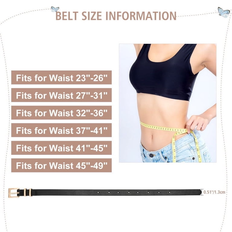 9682 4 Pack Women Skinny Belts For Jeans Dress Ladies Thin Waist Belt Set of 4 Women Skinny Leather Belt Thin Waist Belt with  main image 3