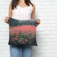thumbnail image 3 of Throw Pillow Covers 26x26 Inch, Red Spring Floral Decorative Pillow Cases for Couch Sofa Bed, Retro Oil Painting Botanical Cotton Linen Square Home Decor Pillowcases with Hidden Zipper, 3 of 7