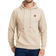 thumbnail image 2 of Satankud Men's Pullover Hoodies Plaid Jacquard Weave Long Sleeve Drawstring Hipster Casual Hooded Sweatshirts with Kanga Light Beige L, 2 of 9
