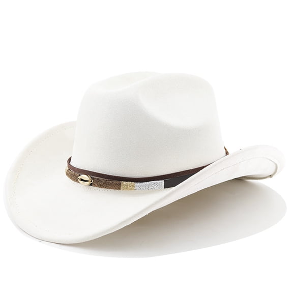 Timeless Western Cowboy Hat for Outdoor Adventures with Curved Brim Ideal for Travel Riding and Daily Leisure, White