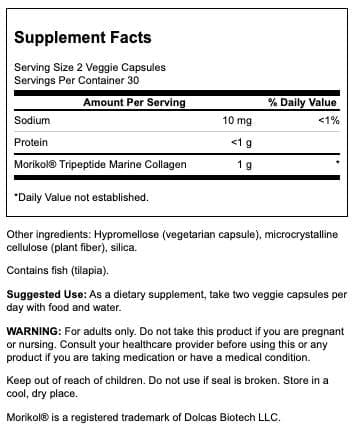 Swanson Marine Collagen Peptides Type I - Featuring Morikol 500 mg 60 Veg Caps