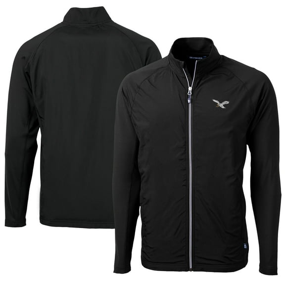 Men's Cutter & Buck Black Philadelphia Eagles Adapt Eco Knit Hybrid Recycled Full-Zip Jacket
