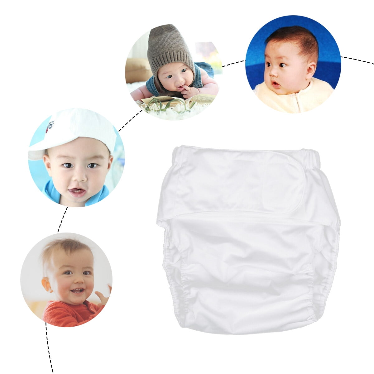 Adult Diaper Washable Incontinent Care Reusable Super Absorbency Nappy Medium Incontinence Underwear Napkin Adult Pants for Elderly (White)