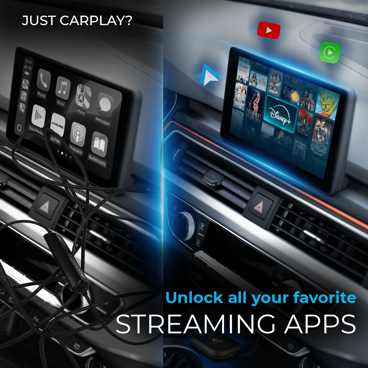 AutoSky, Wireless CarPlay and Android Auto Adapter, 41-110, Black