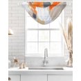 thumbnail image 4 of Waterfall Valances for Windows, Burnt Orange Gray Kitchen Sheer Valance Curtains, Modern Abstract Oil Painted Geometric Rod Pocket Elegant Swag Valances for Living Room Bedroom, 47.2"x38.5", 2 Panel, 4 of 8
