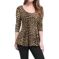 thumbnail image 2 of INSPIRE CHIC Blouse Péplum à Encolure Dégagée Imprimée à Manches Longues pour Femme G Brun-Léopard, 2 of 7