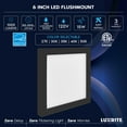 thumbnail image 7 of Luxrite 6 Inch Square LED Flush Mount Ceiling Light, 15W 1000LM, 5CCT 2700K-5000K, Dimmable - Black, 7 of 7