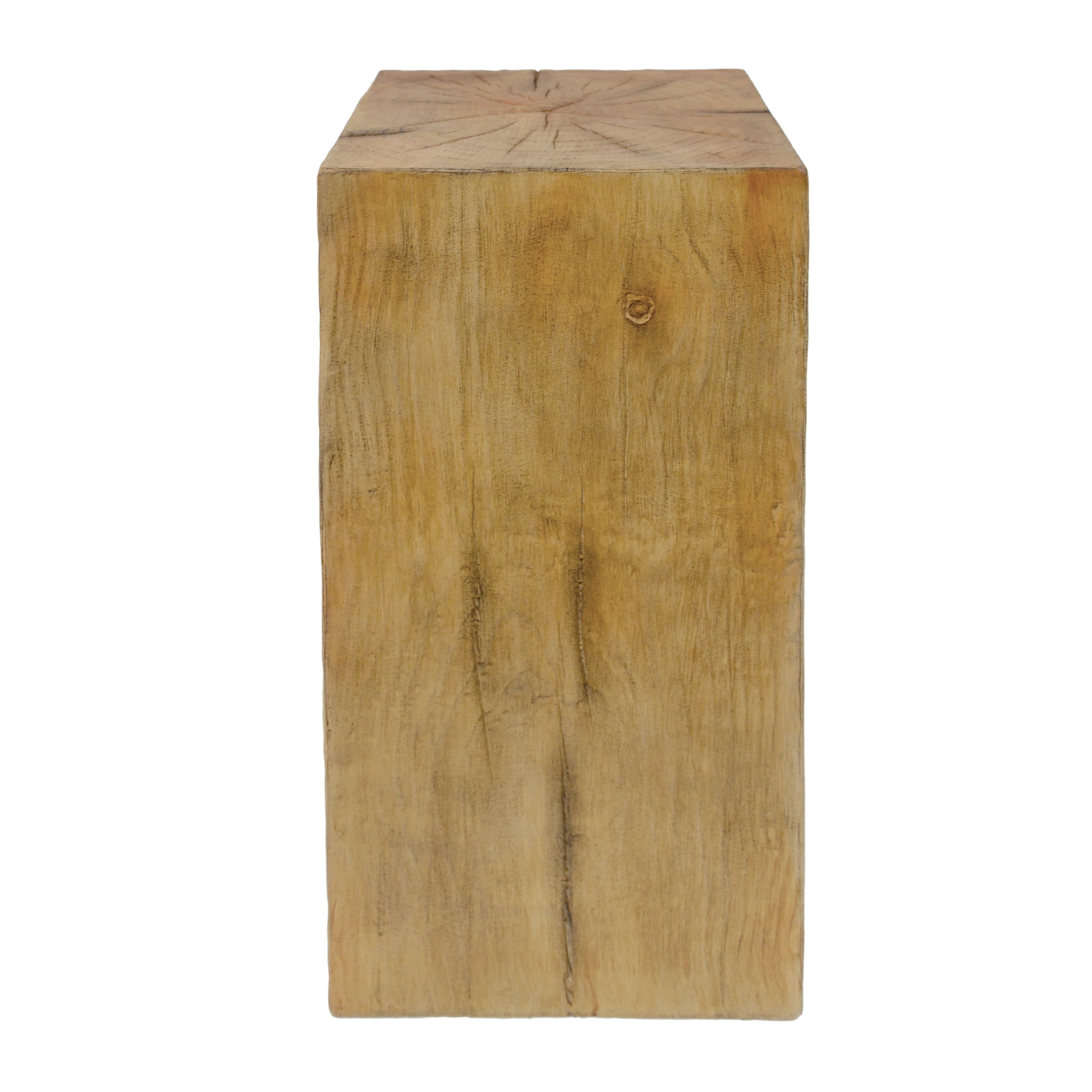 Square-Column End Table, Wood-Look Table for Indoor Outdoor Use, Natural Color