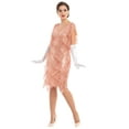 thumbnail image 3 of PrettyGuide Women's Flapper Dress Sequined Fringe 1920s Gatsby Party Cocktail Dresses Rose Gold with Accessories, Medium, 3 of 7