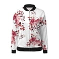 thumbnail image 3 of Chaqueta larga Gibobby para Mujer informal ligera con cremallera Estampado Floral Cuello levantado M, 3 of 5