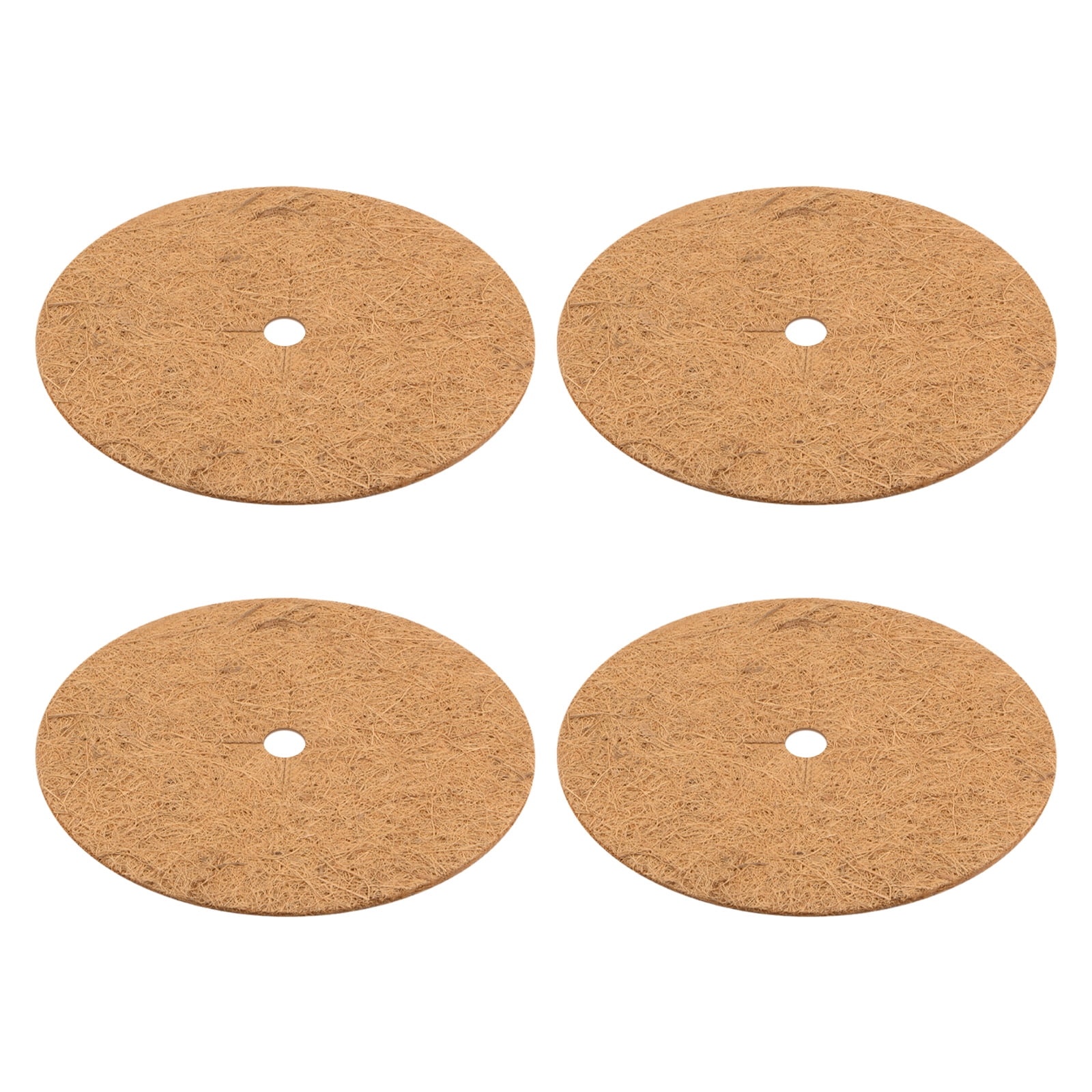Uxcell 4-Pack Coconut Fibers Mulch Ring Tree Protector Mat, 13.8 Inch Tree Ring Mulch Mat for Plants [Coconut Brown]