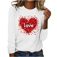 thumbnail image 2 of Summer Tops for Women Viikei Womens Tops Clearance under $5,Fall Womens Tops Long Sleeve,Women's Valentine's Day Fashion Print Loose Comfortable Crew-neck Long Sleeve Tops White S, 2 of 4
