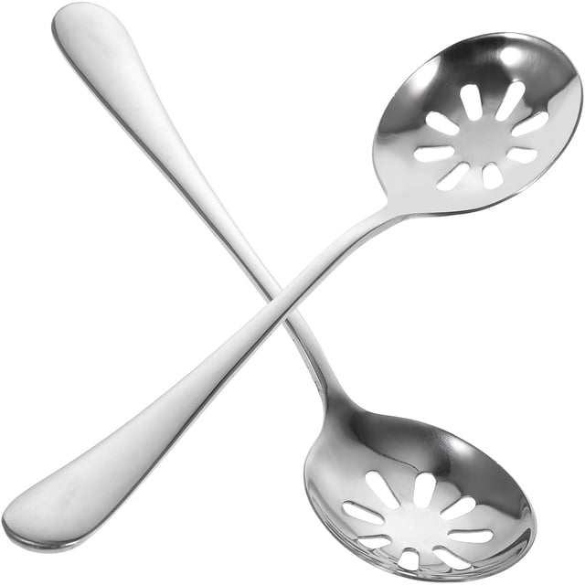 Miangastore 2pcs Perforated Stainless Steel Serving Spoons Slotted Spoons Household Spoons
