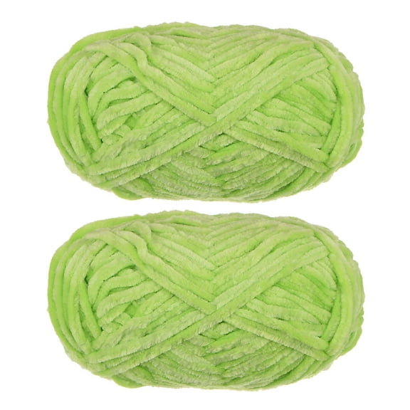 Uxcell 2Pcs Velvet Yarn Chenille Yarn 2x100g/7.1oz 174 Yards Total Length Super Bulky Polyester Soft Blanket Yarn Green