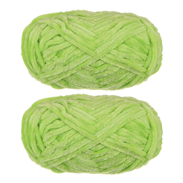Unique Bargains 2 Pelotes Fil Velours Fil Chenille 87,49 Verges Polyester Fil Doux pour Couverture 2 Pcs Vert