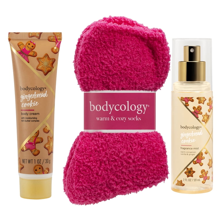 Bodycology Gingerbread Cookie Body Care & Cozy Sock Gift Set, 3