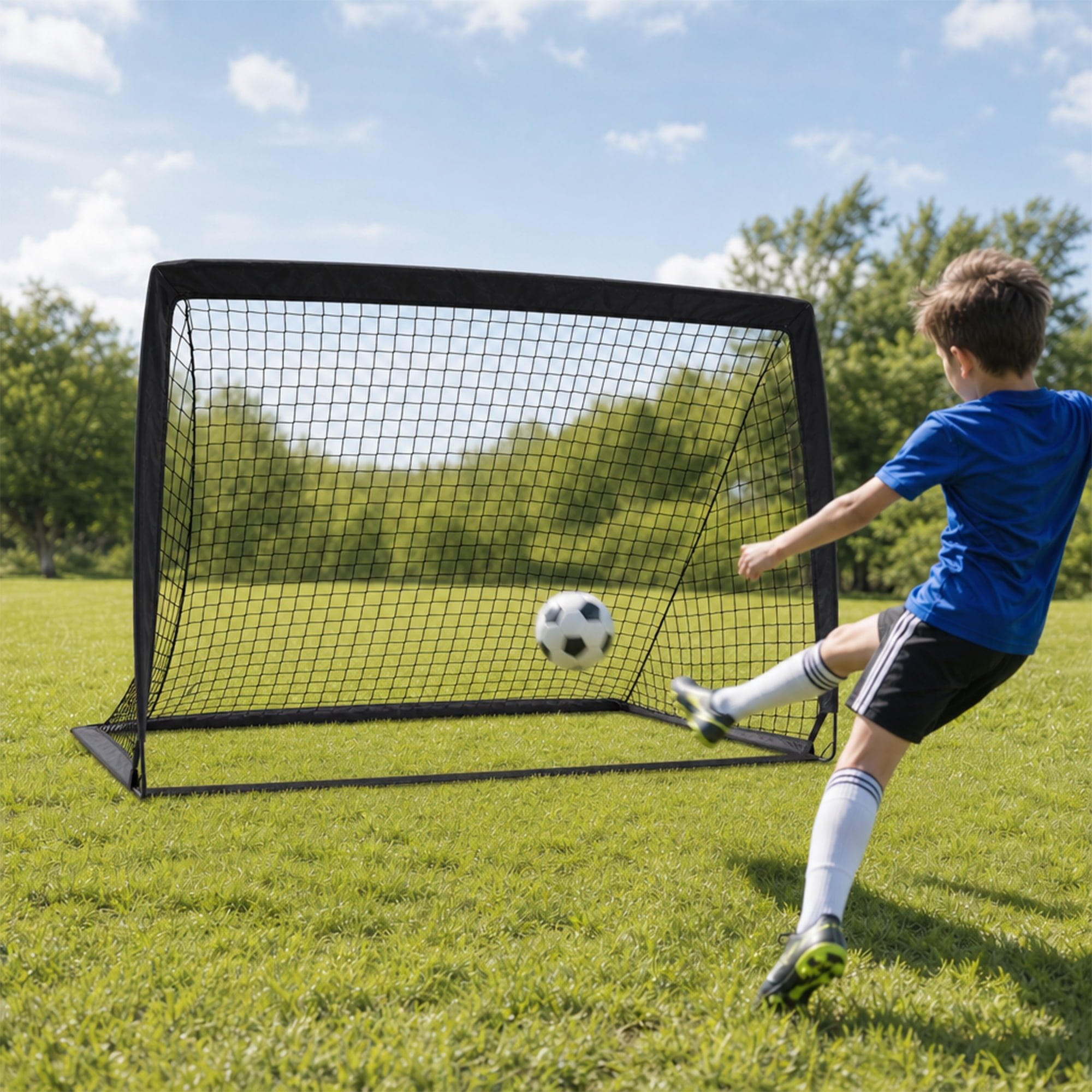 Leumius 2 Pack Soccer Goal,Pop Up Portable Soccer Nets for Kids Youth Adults,Indoor + Outdoor Soccer Goals for Backyard Games & Soccer Training,4' x 3',Black