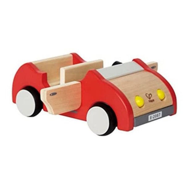 Casa de muñecas con forma de coche de juguete familiar, de madera, para casa de muñecas, color rojo