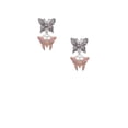 thumbnail image 2 of Delight Jewelry Silvertone Pink Butterfly with 2 Pink Crystals Silvertone Antiqued Butterfly Post Earrings, 2 of 4