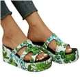 thumbnail image 4 of KBODIU Womens Sandals Mothers Day Gifts Thick Sole Slippers Comfortable Embroidered Casual Flip Flops Wedge Platform Sandals for Women Dressy Summer Green 42, 4 of 5