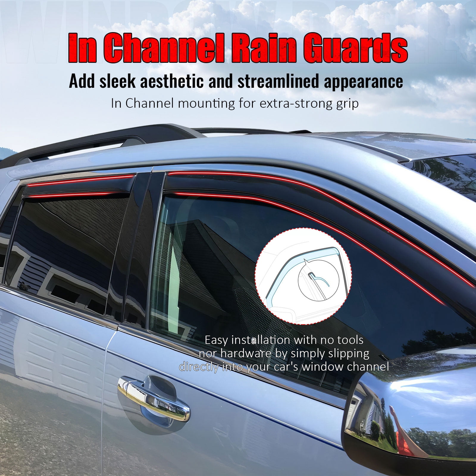 Ikon Motorsports In-Channel Window Visors Fits 2010-2017 GMC Terrain, Slim Style Side Door Rain Vent Guard Deflectors, Acrylic Smoke 4PCS