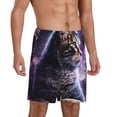 thumbnail image 2 of Logiee Purple Moon Cat Print Men's Pajama Shorts with Drawstring & Pockets,Sleep Shorts for Men,Sleepwear Bottoms,Elastic Waistband Loungewear-4X-Large, 2 of 6