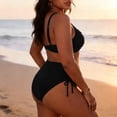 thumbnail image 4 of Women's 2 Piece Swimsuit Front Pleated Cropped Tank Tops Side Drawstring Trunks Plus Size Modest Bathing Suit (XL, Black), 4 of 4