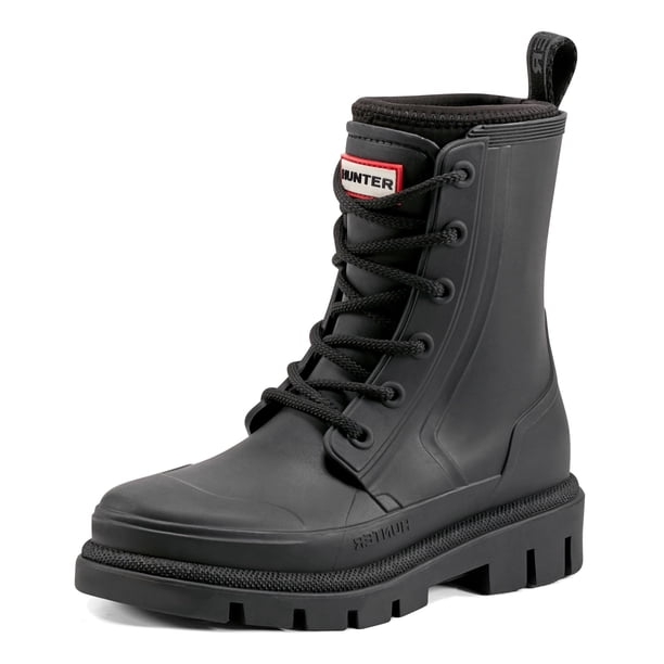 Botas Hunter Diana impermeables negras con cordones para mujer