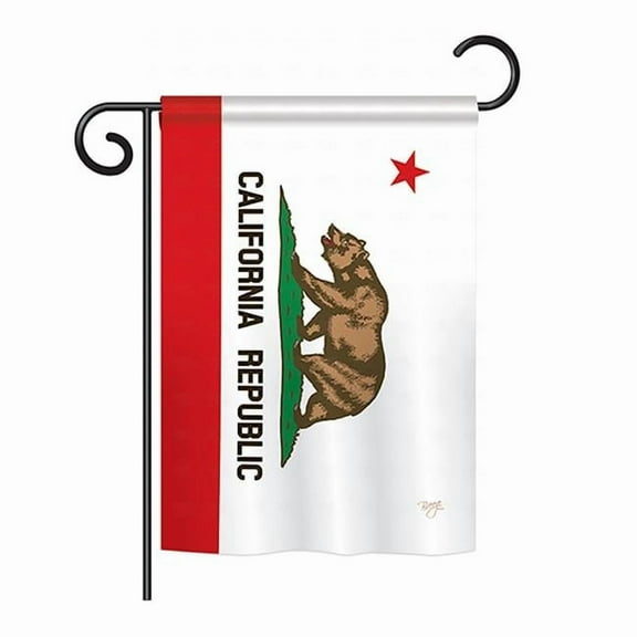 BD-SS-GS-108229-IP-BO-D-US14-BD 13 x 18.5 in. California State Americana States Impressions Decorative Vertical Double Sided Garden Flag Set with Banner Pole