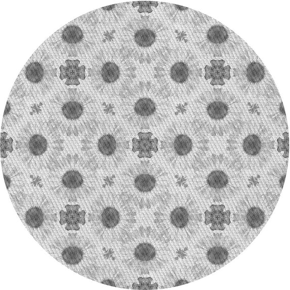 Ahgly Company Machine Washable Indoor Round Transitional Gunmetal Gray Area Rugs, 8' Round
