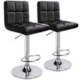 thumbnail image 1 of Léopard Tabourets de Bar, Tabouret de Bar Pivotant Réglable en Cuir PU Moderne avec Dossier, Ensemble de 2 (Noir), 1 of 4