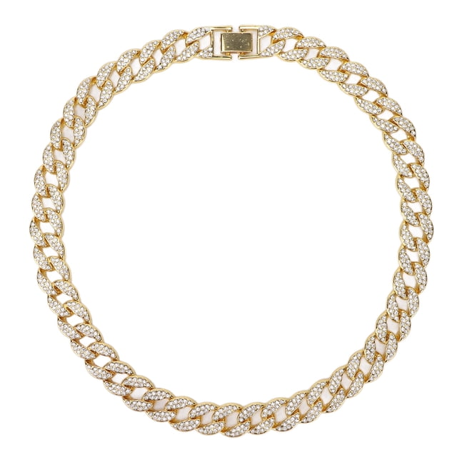 Collar cubano Bling Bling Hip Hop cierre cadena joyería de diamantes para hombres mujeres pareja