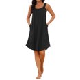 thumbnail image 2 of INSPIRE CHIC Womens Nightgown Sleeveless Sleepwear Printed Scoopneck Nightshirts Tank Wide Strap Sleep Dress with Pockets S Black, 2 of 6