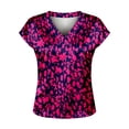 thumbnail image 4 of Womens Graphic T Shirts Satin Elegant V Neck Short Sleeves Soft Lightweight Rugby Shirt for Women,Hot Pink,L, 4 of 4