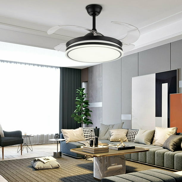 Anqidi 42 Invisible Black Ceiling Fan Light 3 Sd Color Led Pendant Chandelier W Remote Com Invisible Black Ceiling Fan Light, Colorled Invisible Ceiling Fans