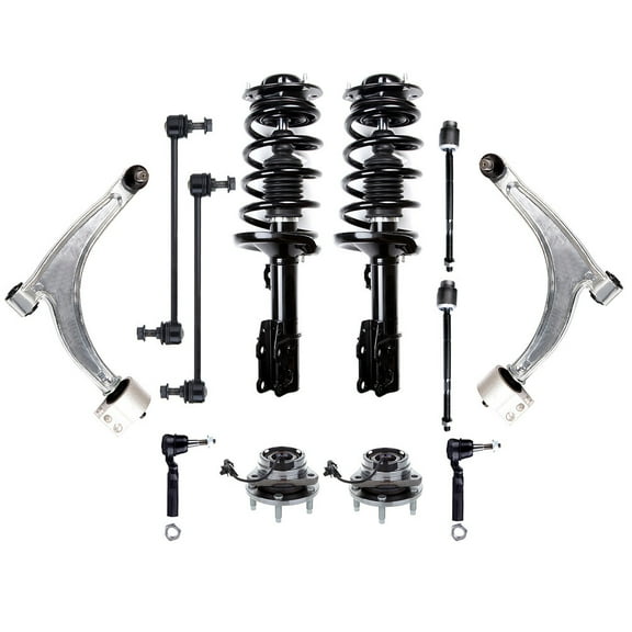 cciyu Struts Suspension Kit for Chevrolet for Malibu 2004-2012 Includes Complete Struts Assembly Control Arm and Ball Joint Assembly Stabilizer Bar Link Kit Tie Rod End wheel hub