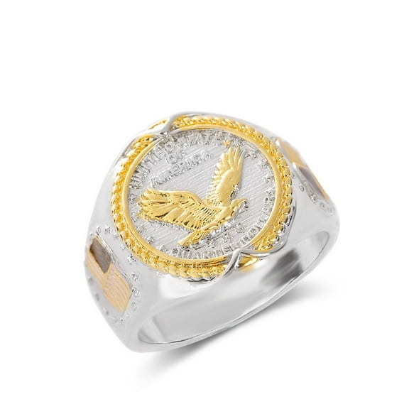 PikaLF Vintage Hawk Eagle Ring for Men, USA Flying American Bald Eagle Ring, American Flag Ring, US Military Army Ring Eagle Medal Rings, Vintage Jewelry Gift for Veterans