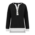 thumbnail image 5 of Women's Casual Sweatshirt Oversized Casual 1/2 Button Color Block Pullover Top Round Neck Long Sleeve Fall Trendy Shirts(Black L), 5 of 7