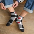 thumbnail image 3 of Rocae Heart Black Buffalo Plaid Gingham for Premium Adult Socks,Comfortable, Breathable, and Durable Socks, Perfect for Everyday Wear, 3 of 7