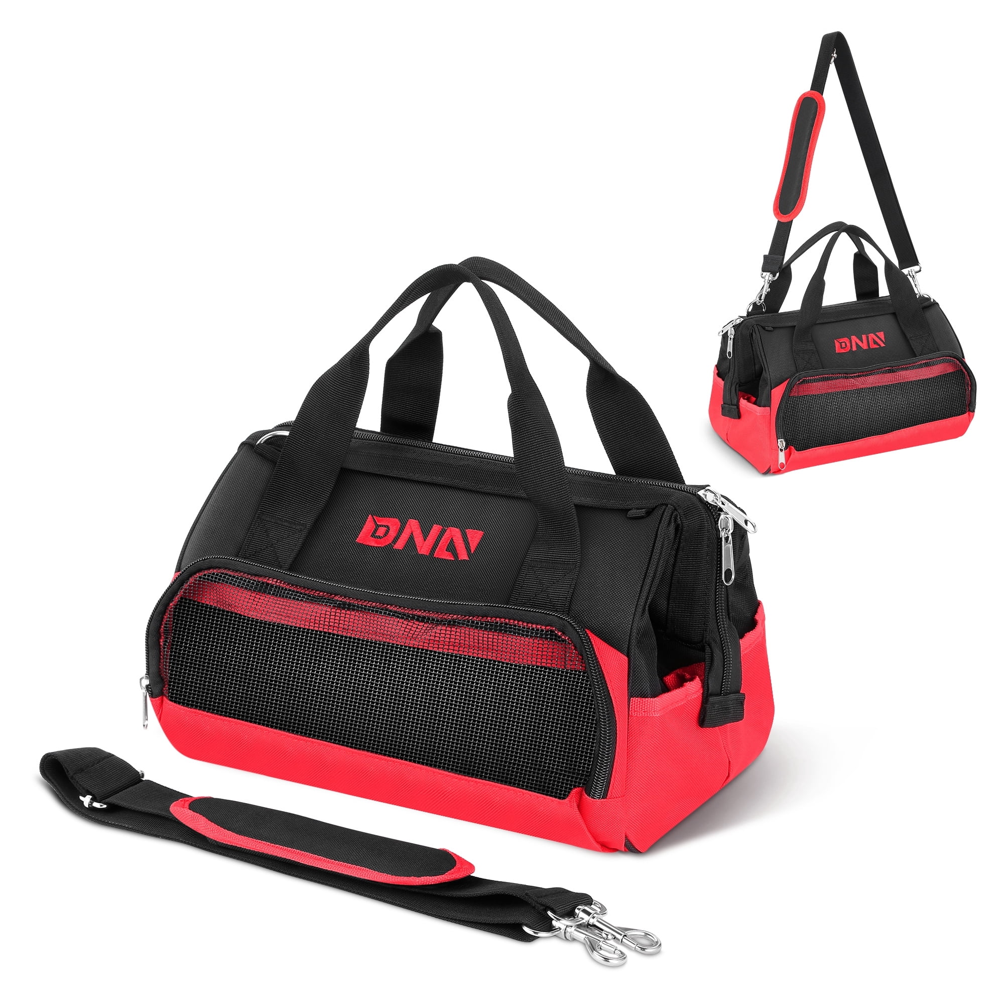 Heavy Duty Tool Bag – 16-Inch Wide Mouth With 18 Pockets, Waterproof Hard Bottom For Mechanics