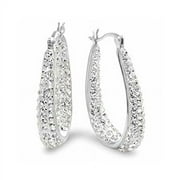 YEIDID INTERNATIONAL 18K White Gold and Element Crystal Hoop Earrings