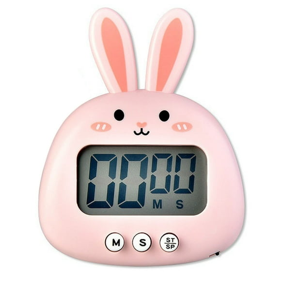 Cute Cartoon Rabbit Digital Timer with Display Silent Countdown for Cooking Baking Study Exercise