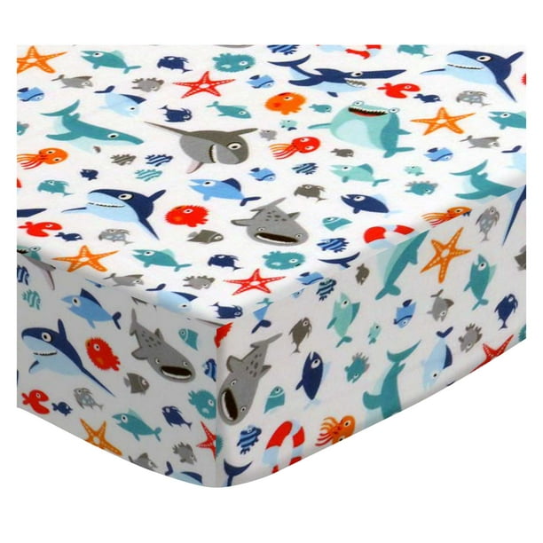 Sheetworld Crib Sheet Set Sharks Walmart Com Walmart Com