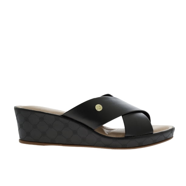 Sandalias Auro color negro confort media cuña 24.0 Dorothy Gaynor Sandalias Auro color negro confort media cuña 24.0