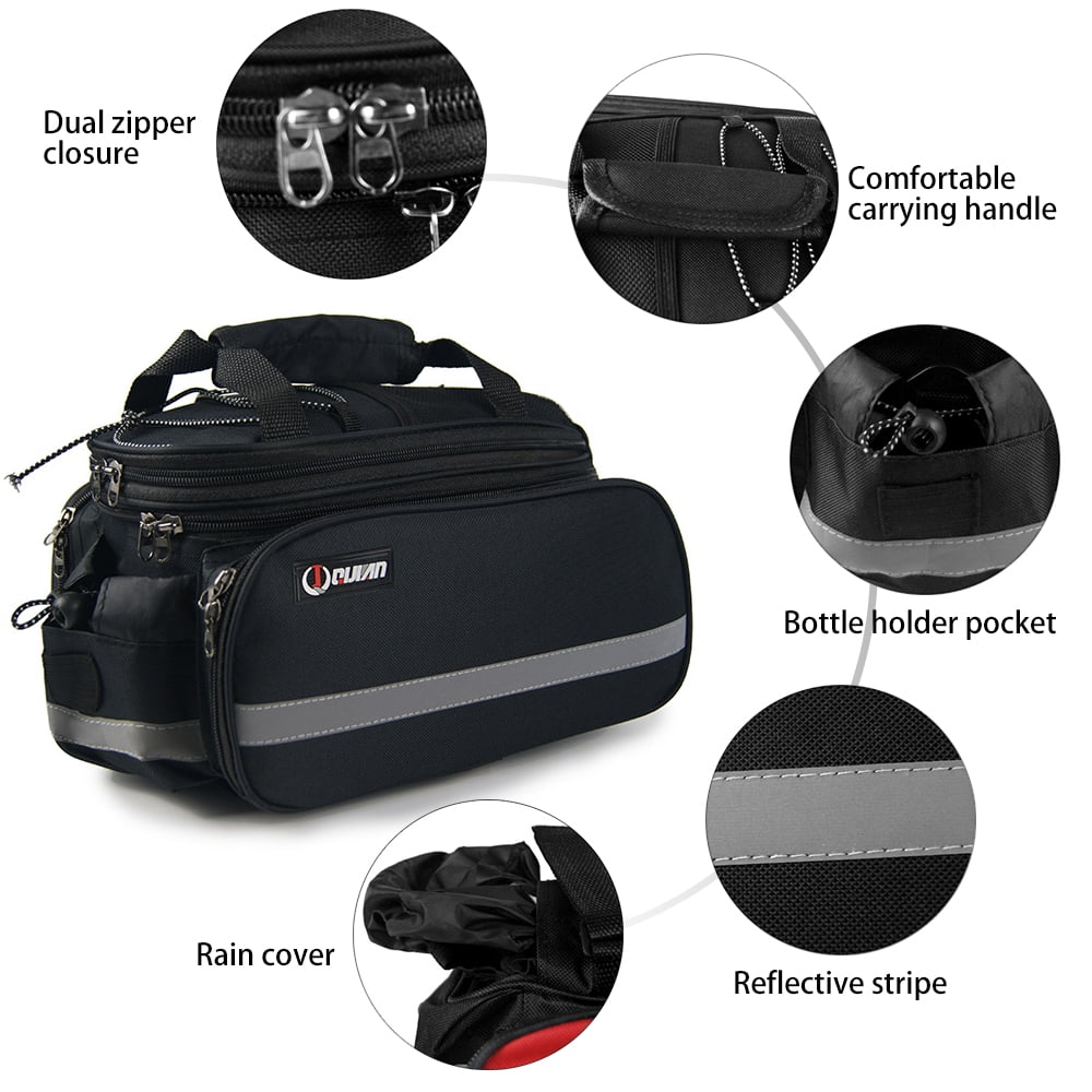 Rear Seat Bag Expandable MTB Bike Rack Bag Cycling Luggage Carrier Trunk Bag with Rain Cover