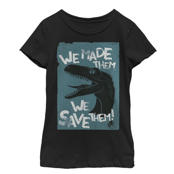 Girl's Jurassic World: Fallen Kingdom We Save Them  Graphic Tee Black X Large