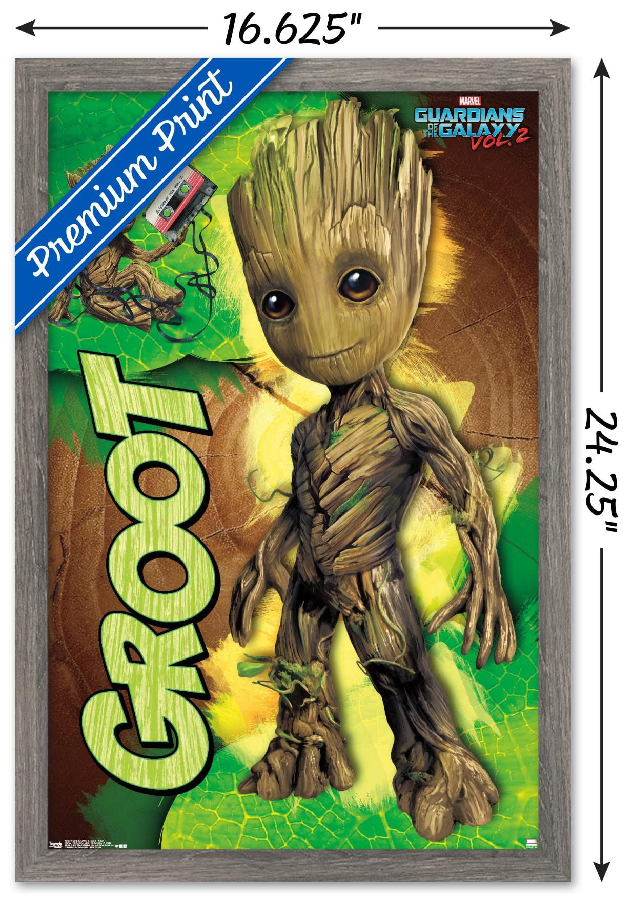 Marvel Cinematic Universe - Guardians of the Galaxy 2 - Groot Wall Poster, 14.725" x 22.375", Framed